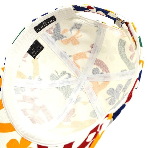 Chanel White Cap Hat Clover Small Good #M 110352 - Picture 2 of 10